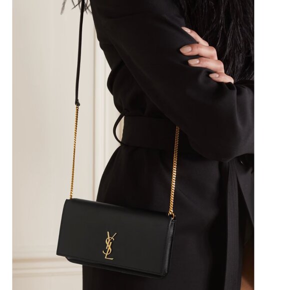 Yves Saint Laurent Black Monogram Leather Crossbody Bag - Picture 2 of 12